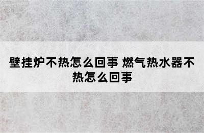 壁挂炉不热怎么回事 燃气热水器不热怎么回事